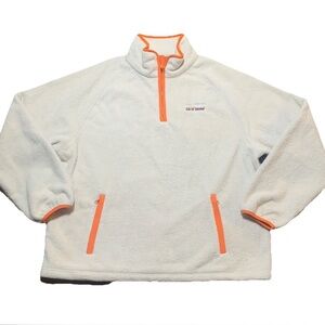 Old Row Quarter Zip Fleece Pullover Sweater Cream Burnt Orange Sz XL NWT